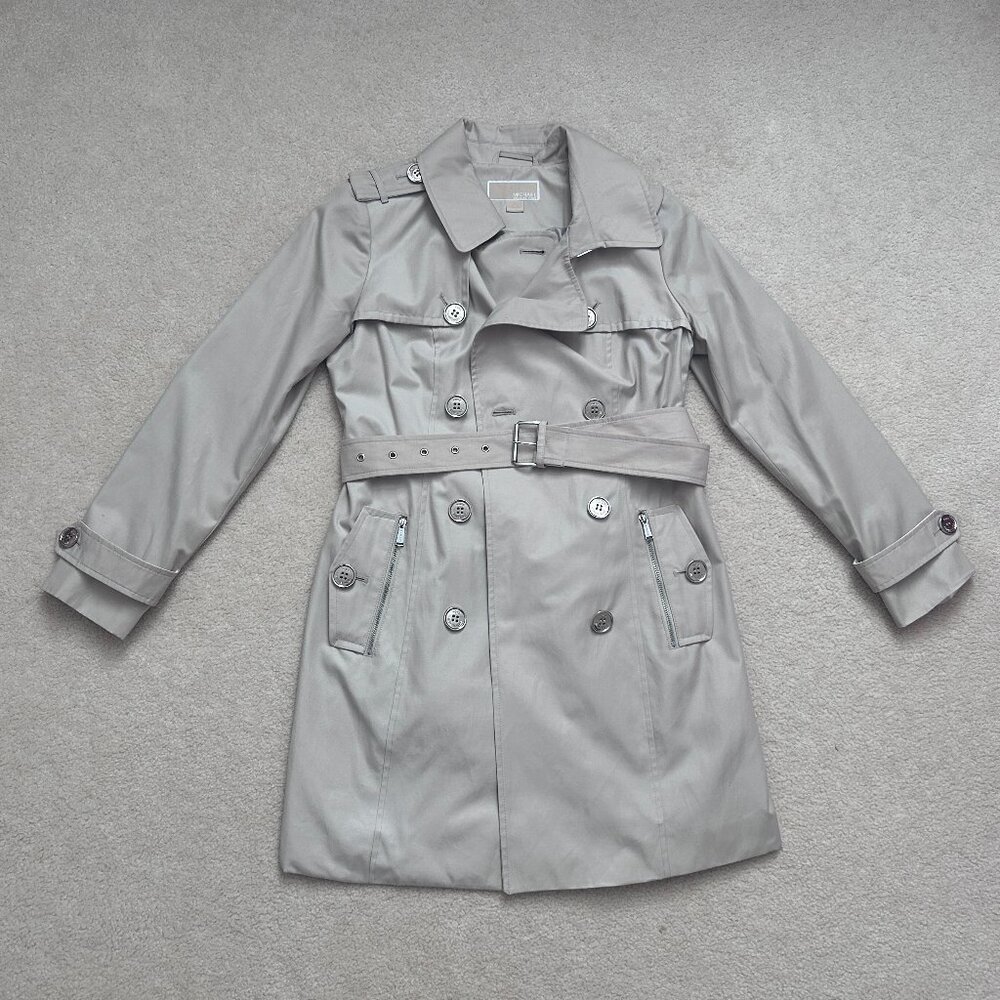 Michael Kors Double Breasted Trench Coat, Women’s Size Small, Khaki, Belted